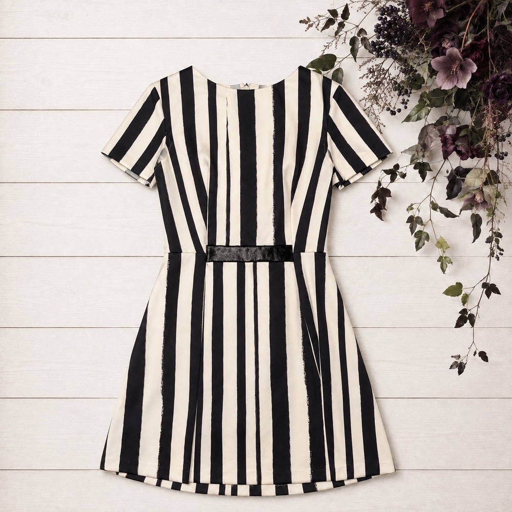 Topshop black and White Stripe Dress Wednesday gothic, witchy whimsigoth